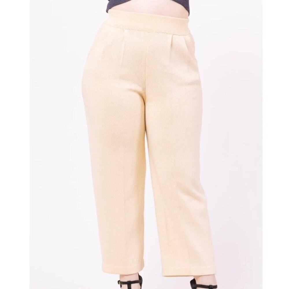 St. John Basics Vintage Santana Knit Ankle Ivory Pants Pull-On Womens 12